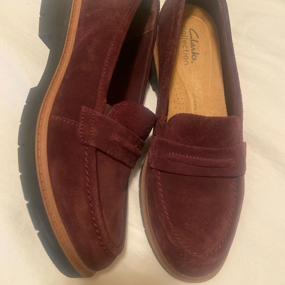 Clarks Collection Leather Loafers Westlynn Bay Maroon Sz 7.5 In Like New Cond - Picture 2 of 6